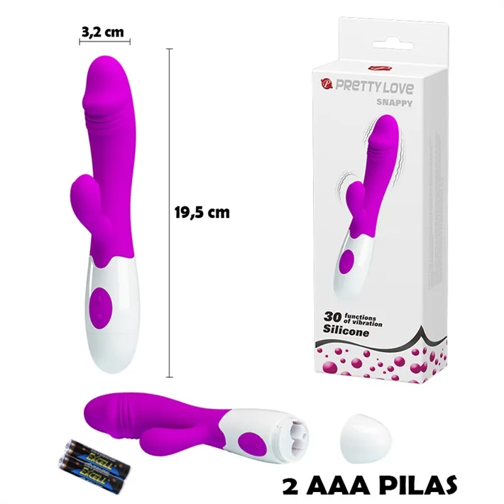 SNAPPY FUCSIA Vibrador con estimulador de clitoris con 30 modos de vibracion