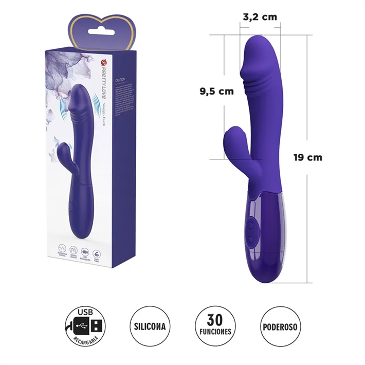 SNAPPY VIOLETA Vibrador con est de clitoris, con 30 func
